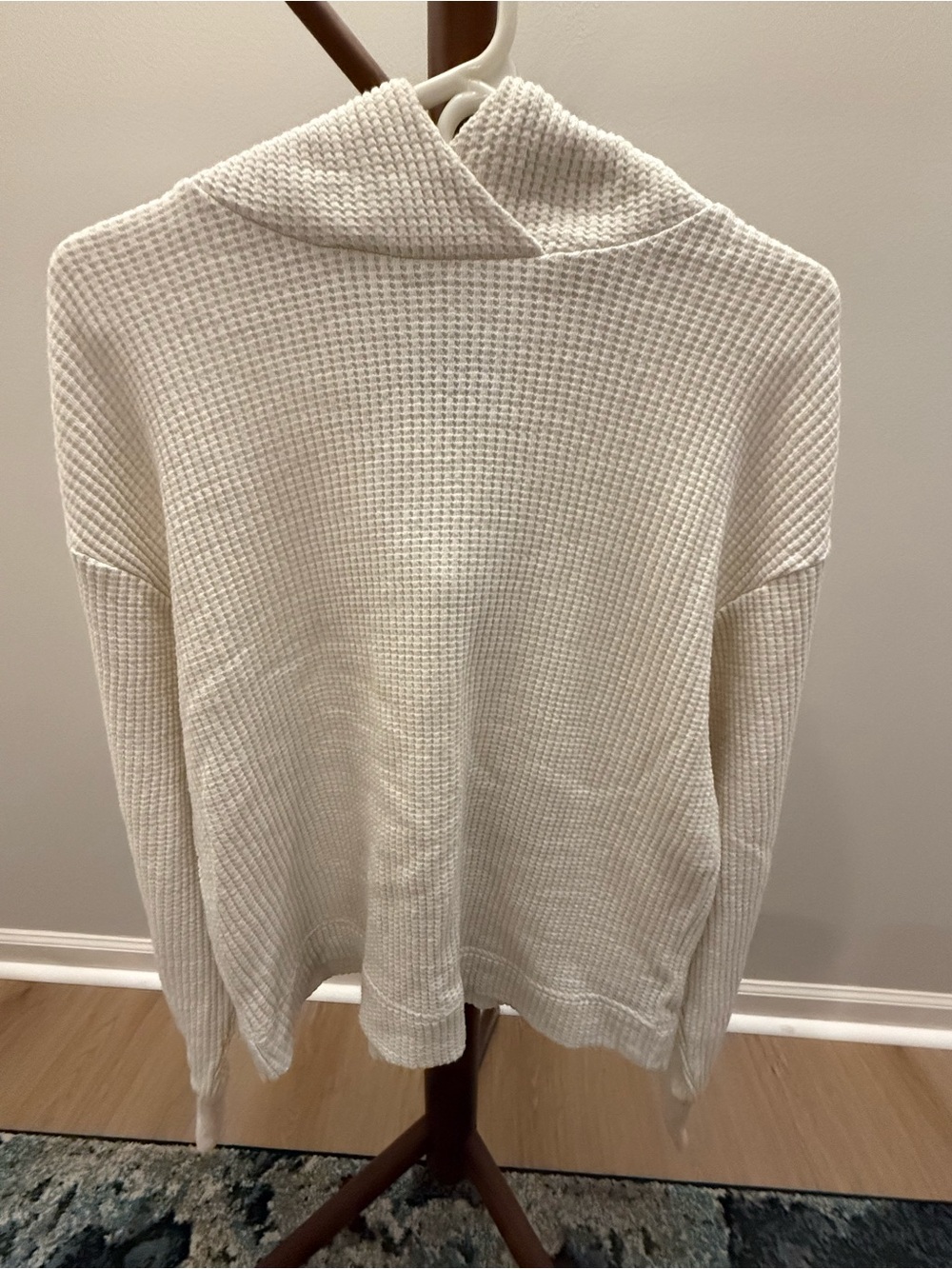 GAP Cream Waffle-Knit Hoodie Sweater